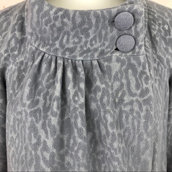 Rebecca Taylor Grey Animal Print Retro Mid Century Mod Cape Capelet Jacket - Picture 5 of 11